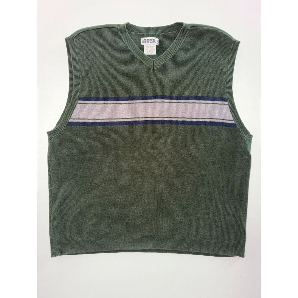 Vintage Aeropostale Forest Green Sweater Vest | 100% Cotton | Size Medium